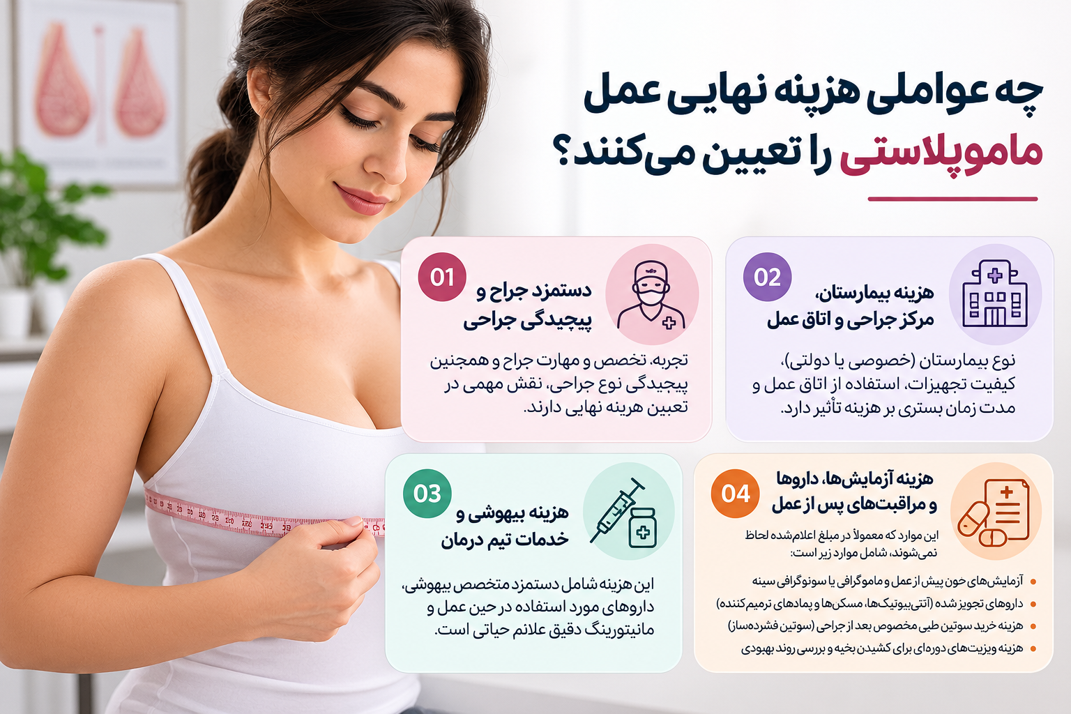 عوامل موثر بر هزینه نهایی عمل ماموپلاستی
